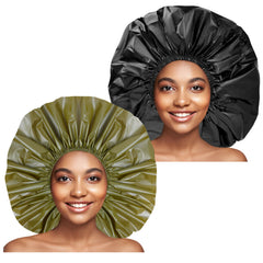 Gorro de ducha CHFONG jumbo en negro y verde protege el cabello durante la ducha