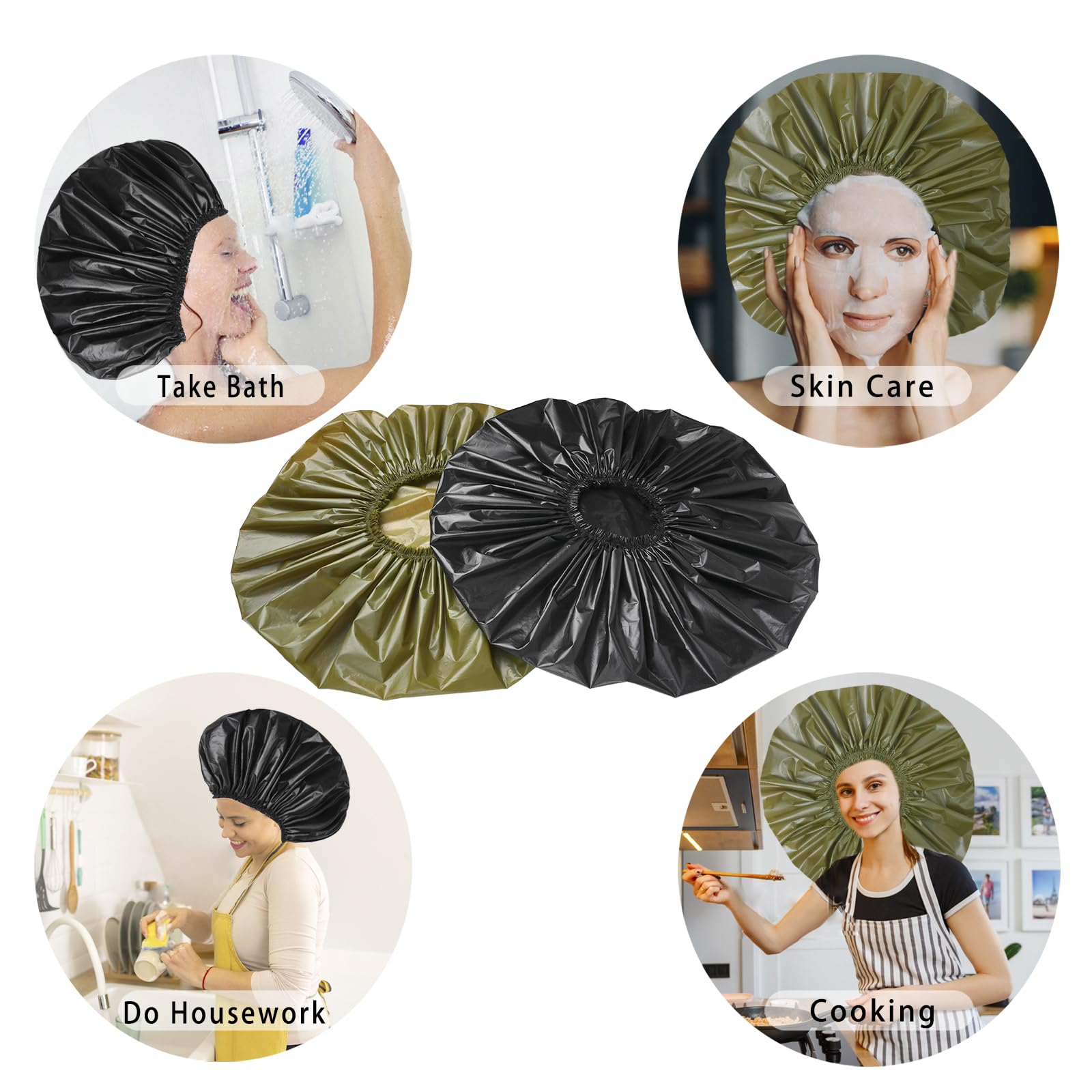 Gorro reutilizable CHFONG negro-verde para cocina y limpieza sin mojar el cabello