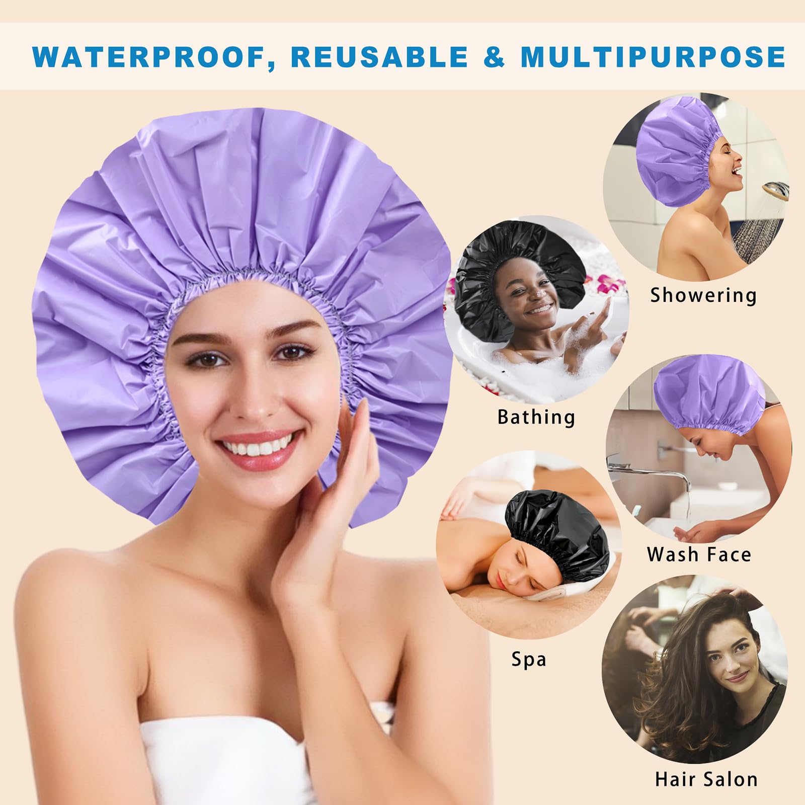 CHFONG gorro-ducha-pelo-largo: mantiene mechones bajo control durante el baño.