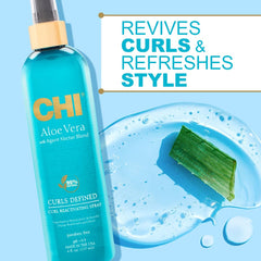 CHI Aloe Vera Curl Reactivating Spray on dry hair refreshes curls