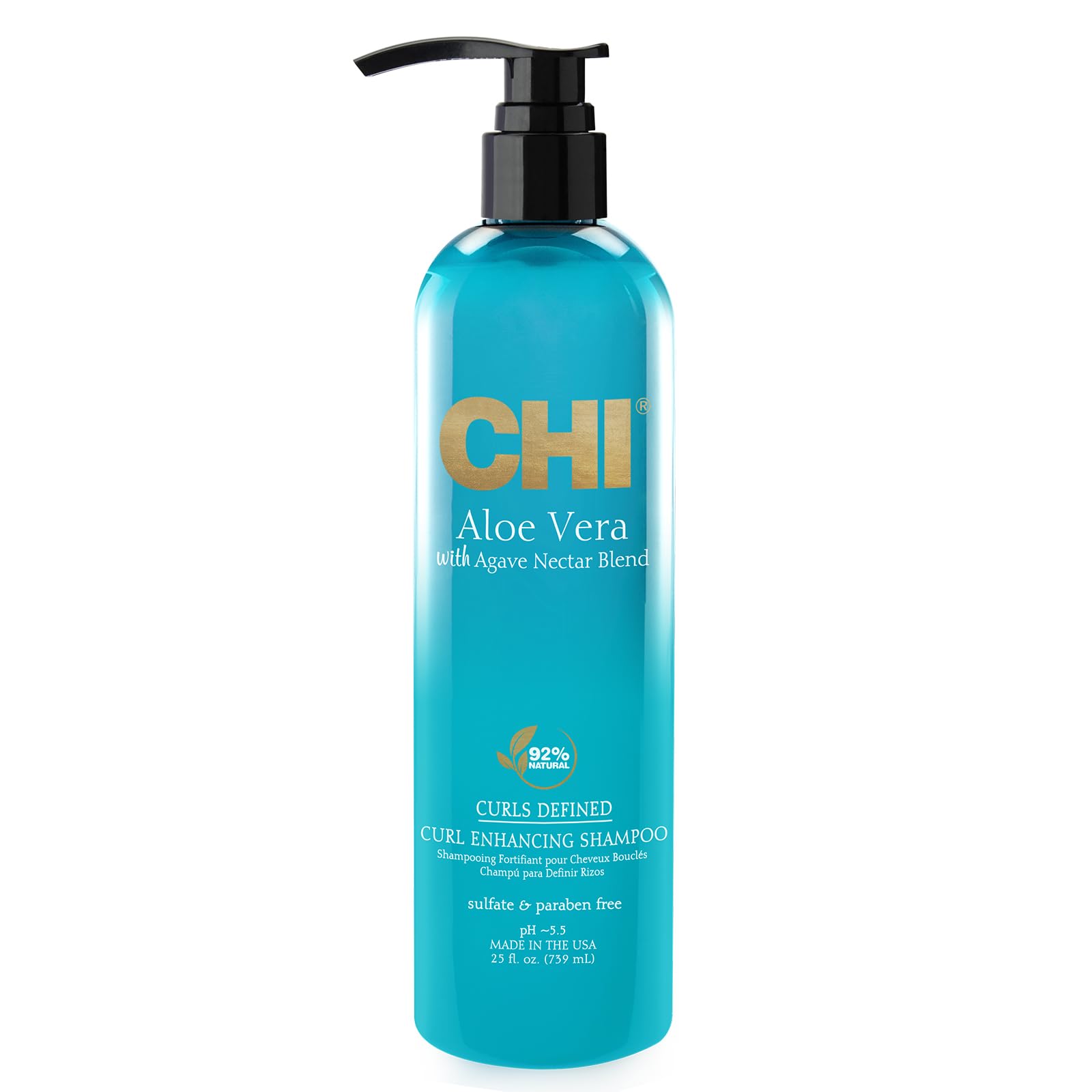 CHI Aloe Vera para rizos: botella destacando definición y brillo