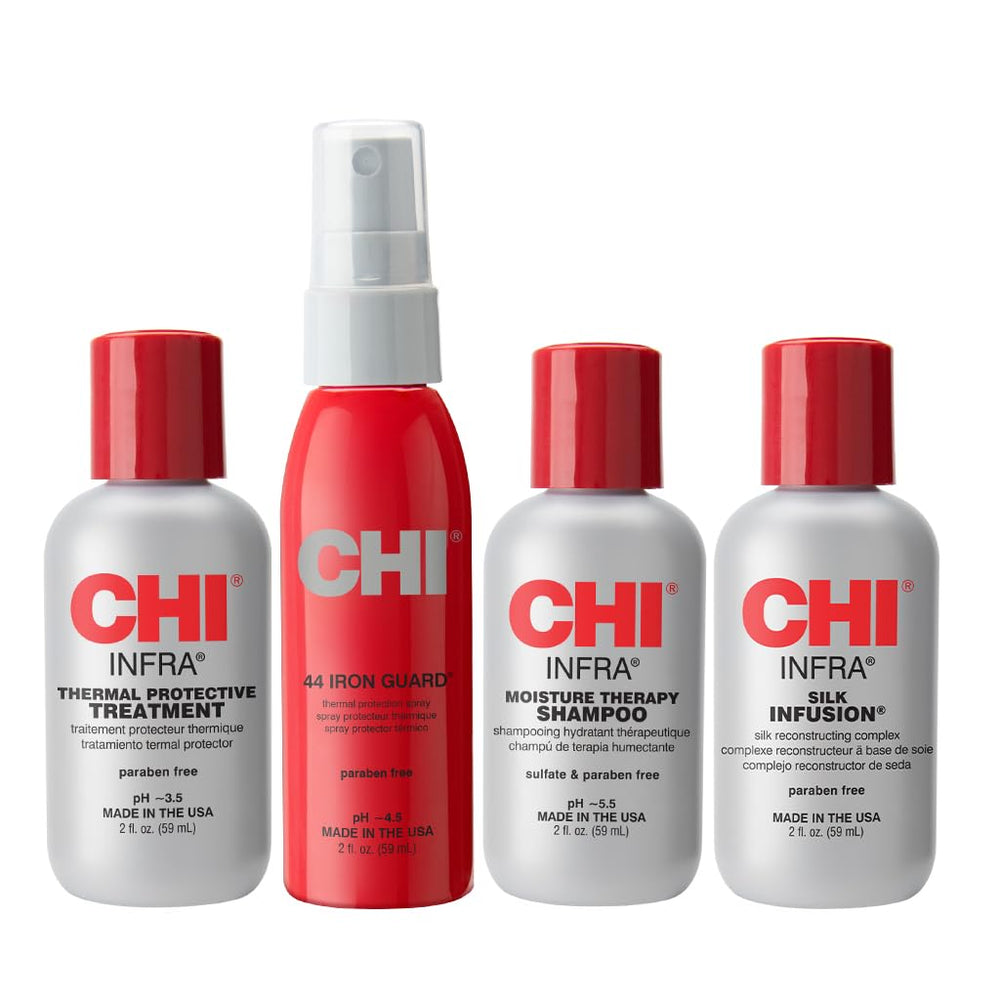 CHI Infra Shampoo — bouteille montrant hydratation et brillance naturelle.