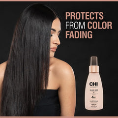 CHI Aceite de Semilla Negra nutre profundamente la fibra capilar para recuperar elasticidad.