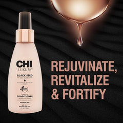 CHI Aceite de Semilla Negra, ofrece suavidad y nutre el cabello para un acabado sedoso.