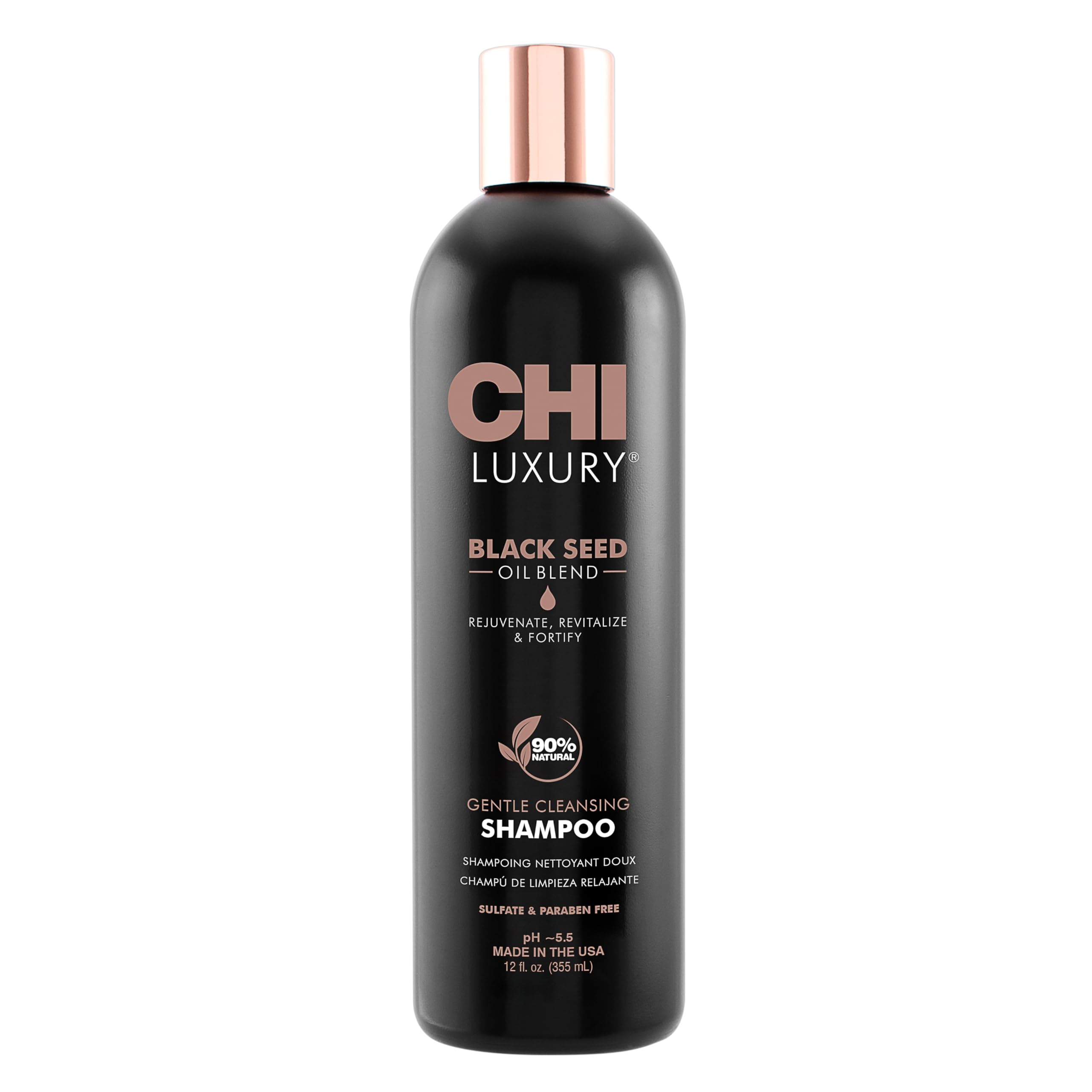 CHI Luxury Black Seed Oil Champú en botella, cuidado suave para cabello con cuerpo.