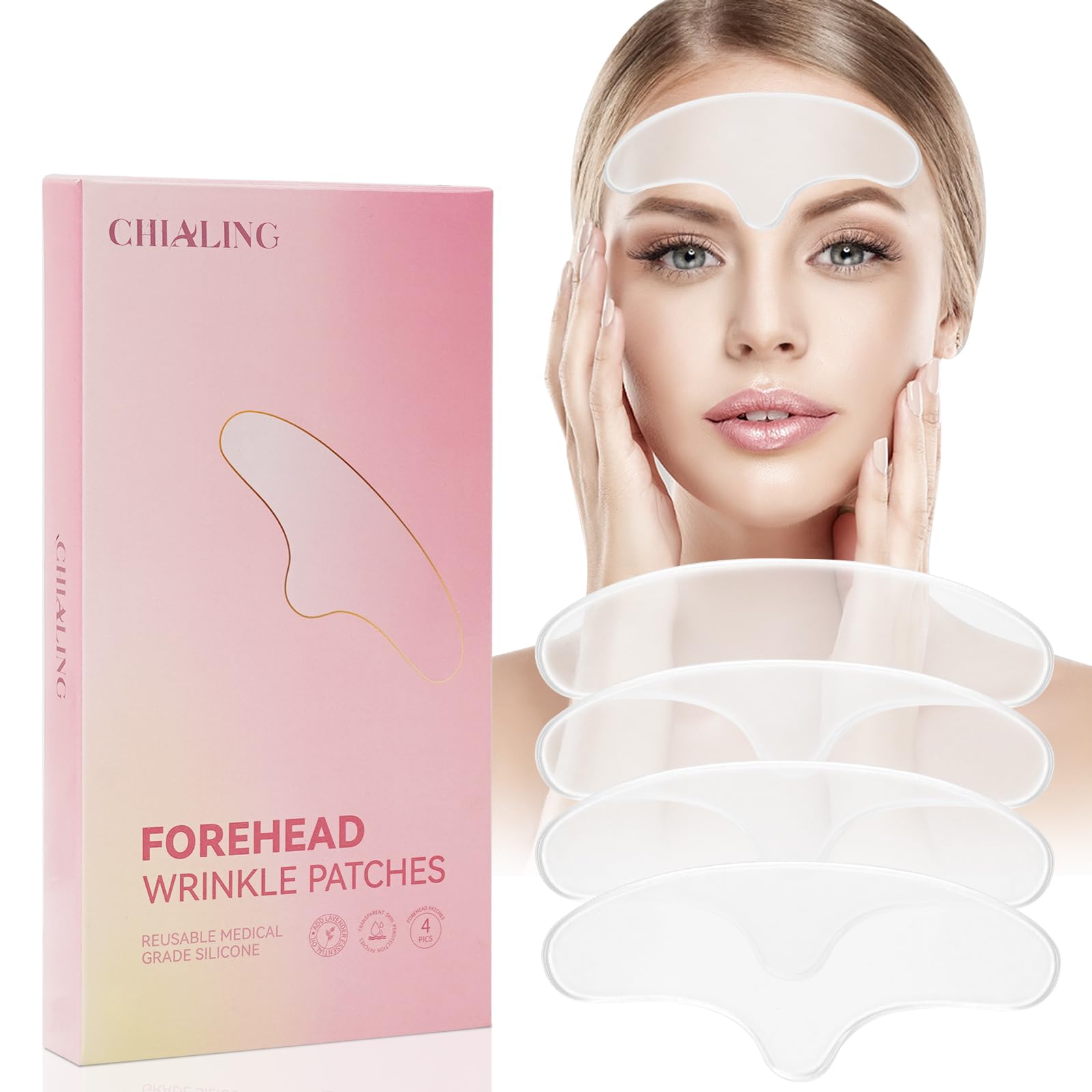 Chialing Forehead Wrinkle Patches pack ready for overnight smoothing.