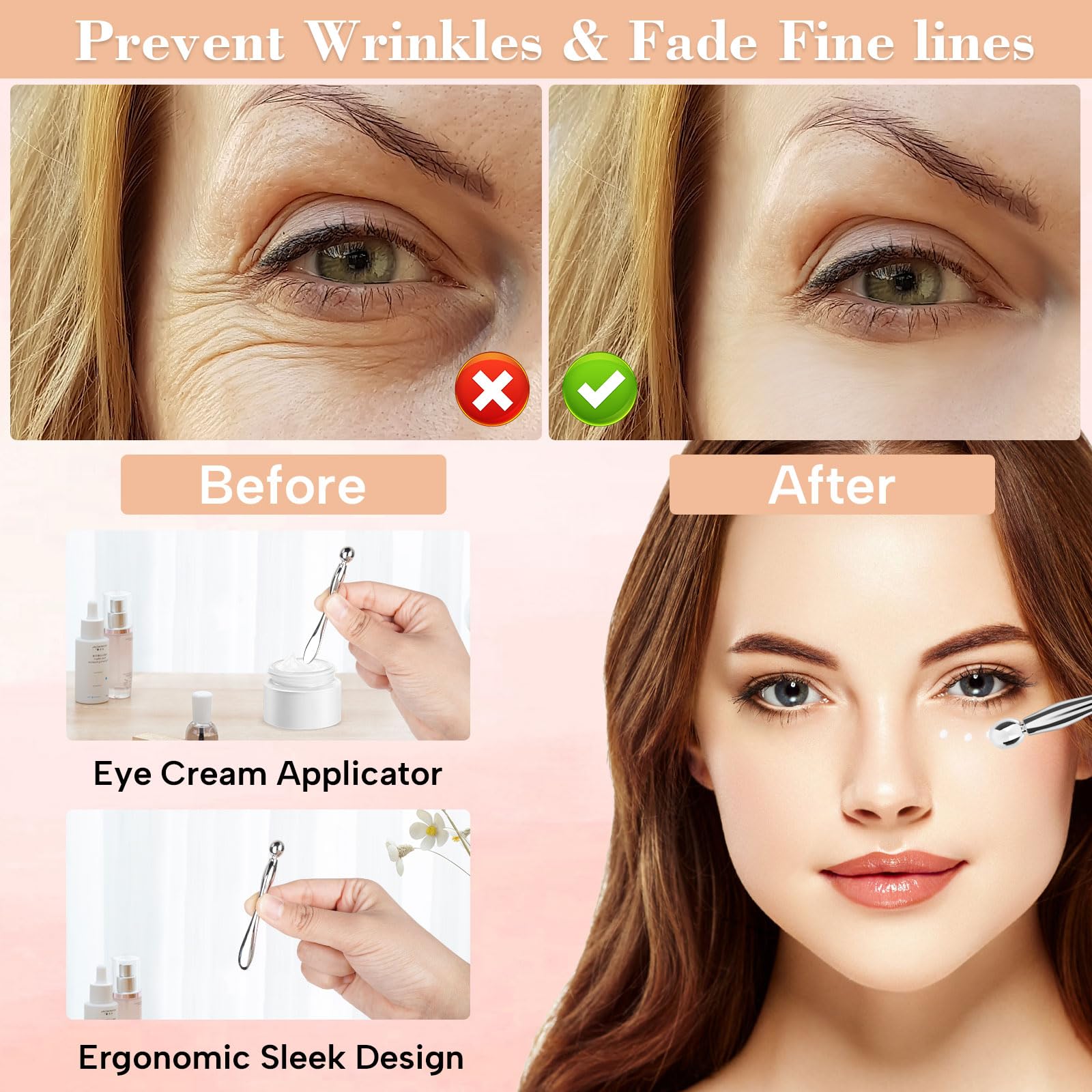 Aplicador metálico Chianku para crema ocular facilita la aplicación suave.