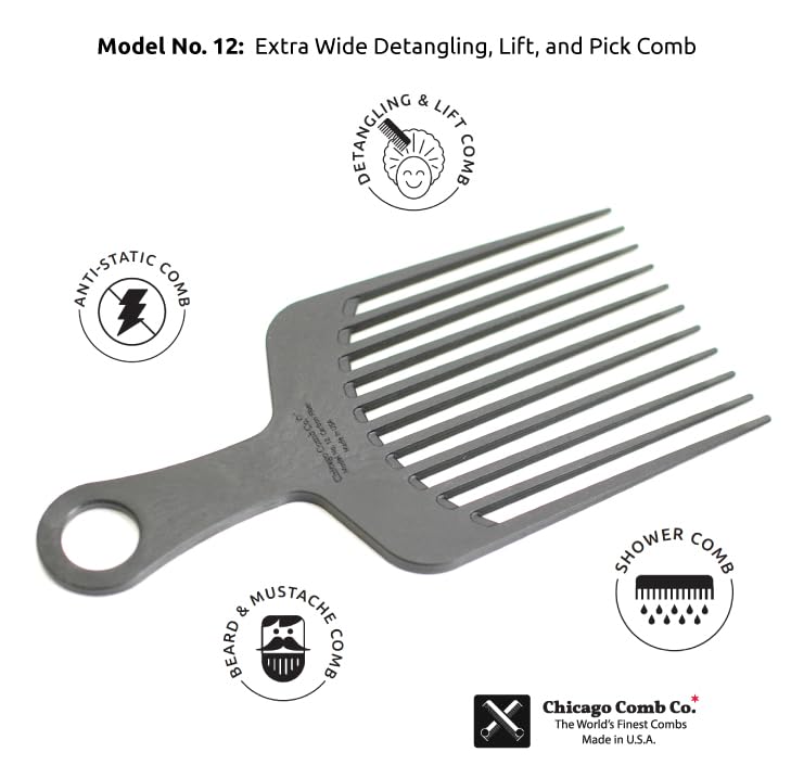 Chicago Comb Model 12: ideal para barba grande, peina con suavidad y control.
