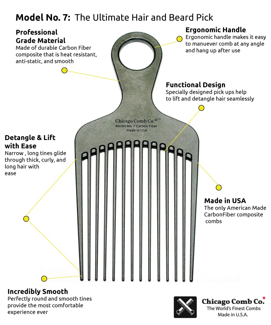 Chicago Comb Model 7: fibra de carbono duradera para peinados delicados