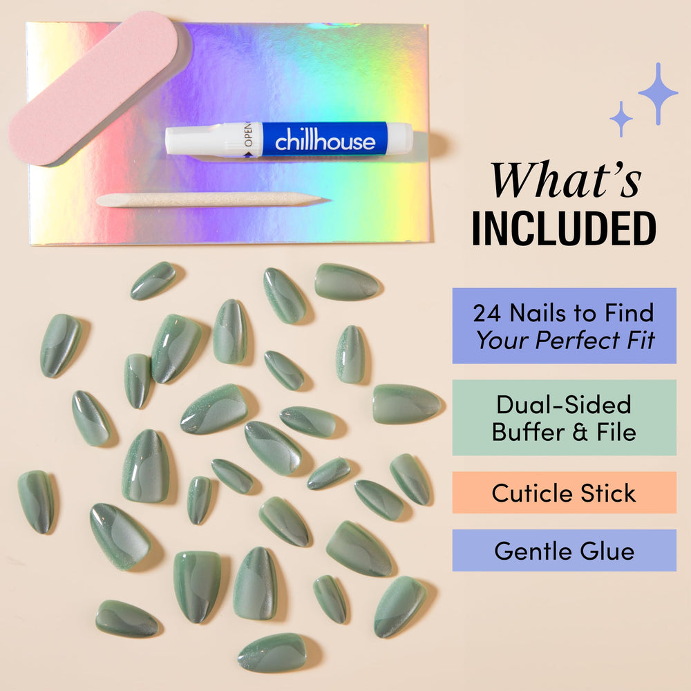 Chillhouse Chill Tips Sea Siren Almond, acabado brillante para manicura duradera y llamativa.