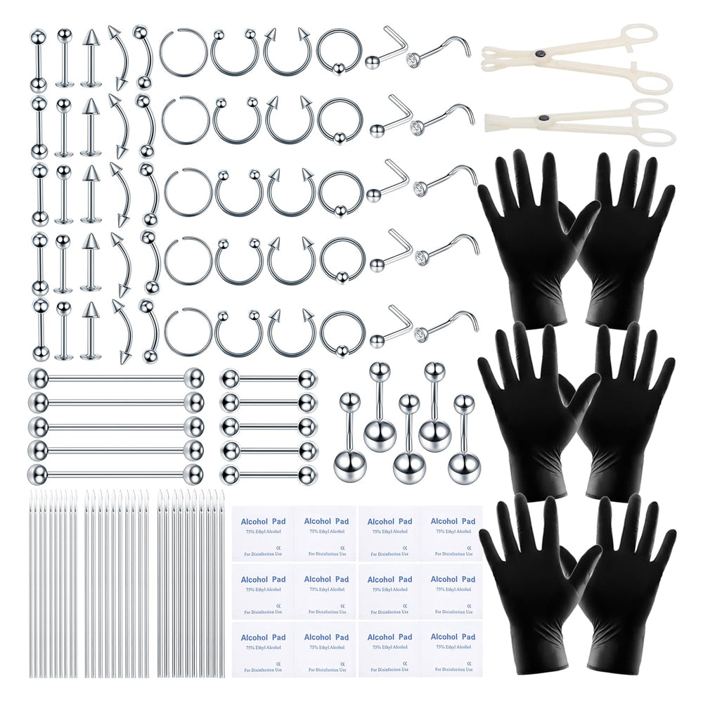 ChiMunllin kit piercing 120 piezas, conjunto completo para uso profesional o en casa.