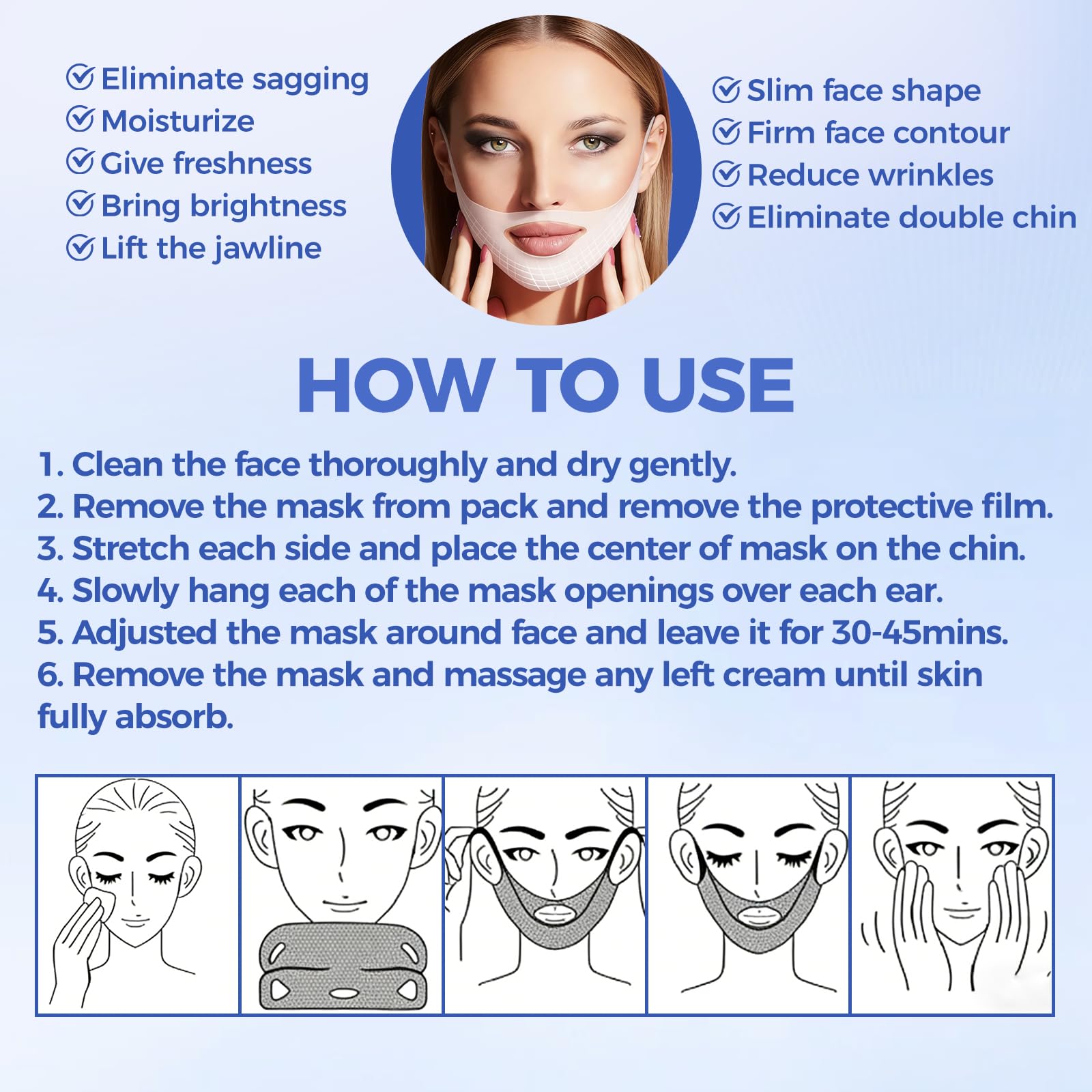 Chinology lote de 5 mascarillas, solución para el cuidado del rostro.