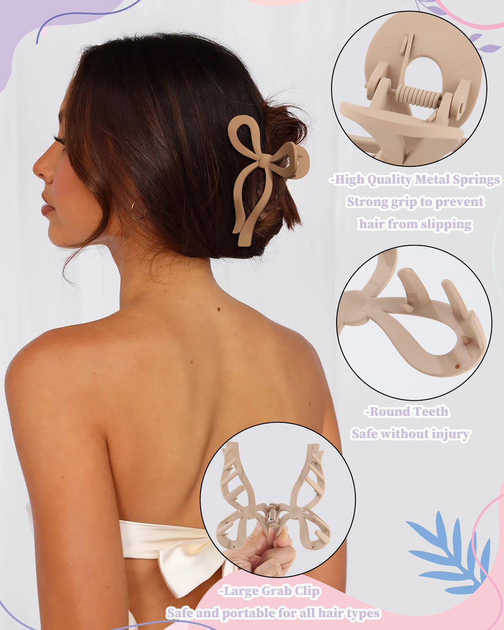 CHLINS pinza bow marrón claro, accesorio elegante para el día