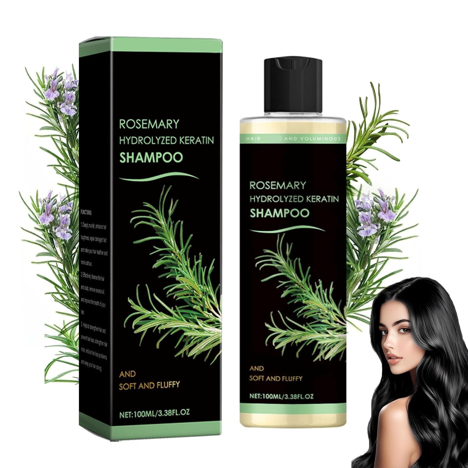 ChLNDalin champú de romero, botella de 100 ml para crecimiento del cabello