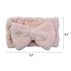 Diadema Chloven con lazo rosa para spa y cuidado facial