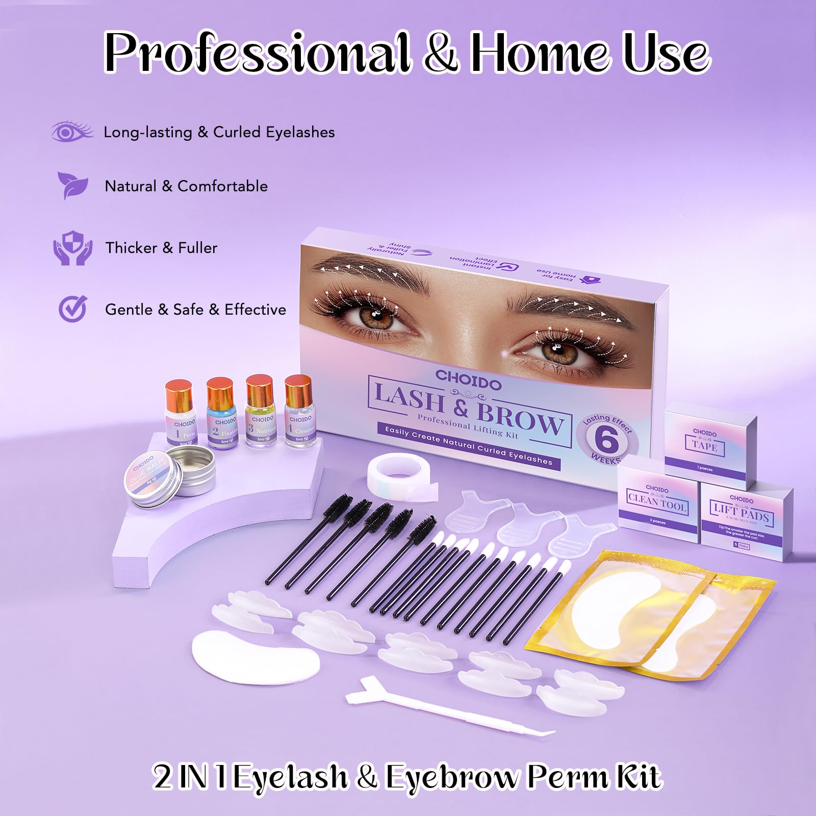Choido kit de levantamiento de pestañas: resultado de ojos definidos y pestañas curvas.