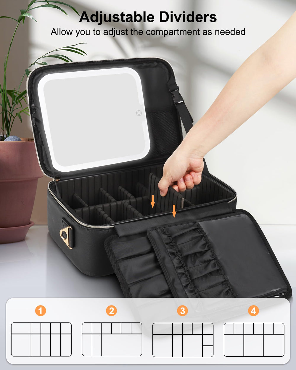 Chomeiu estuche de maquillaje con gran capacidad para almacenar cosméticos y accesorios.