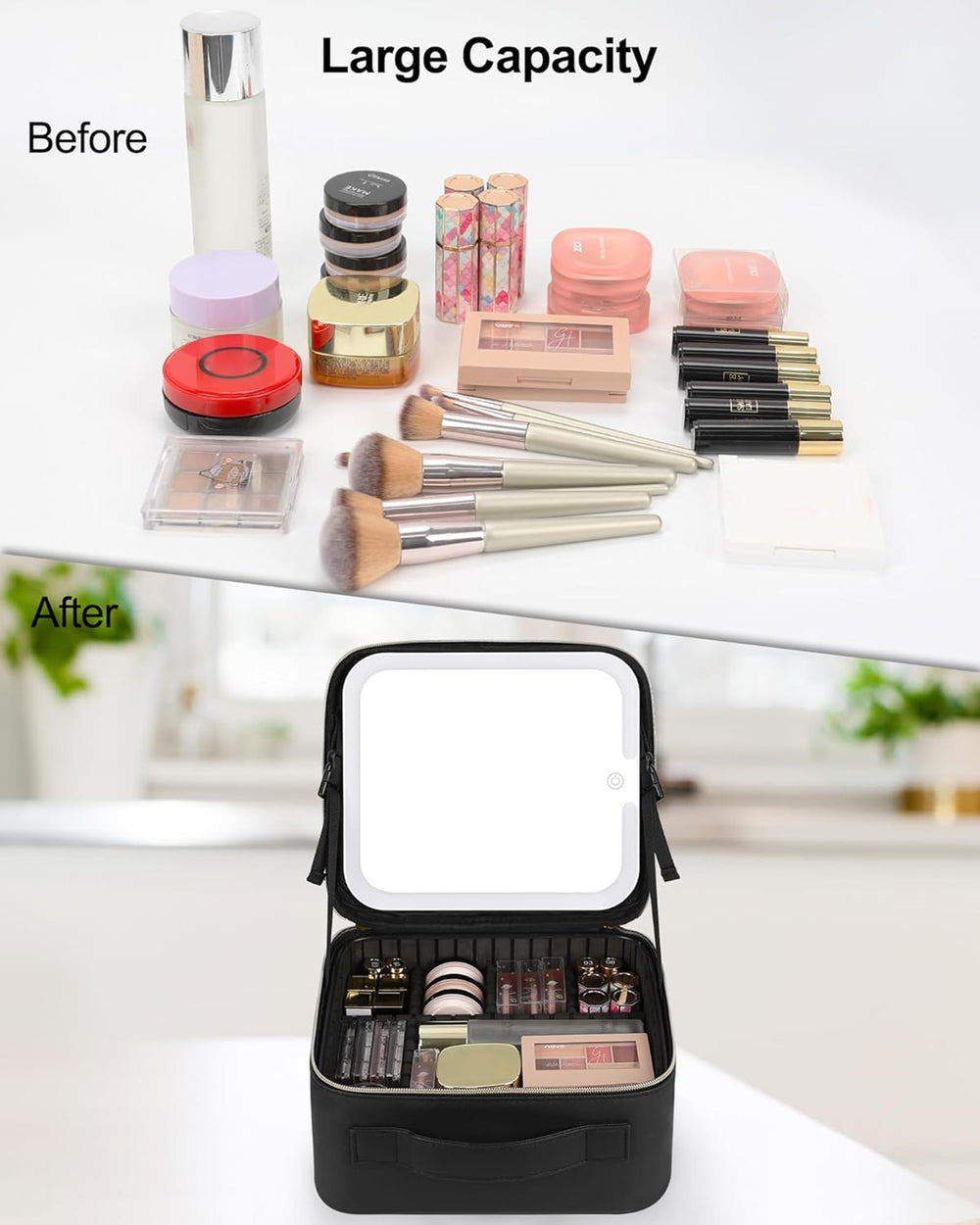 Chomeiu estuche maquillaje cierre dual para mayor seguridad