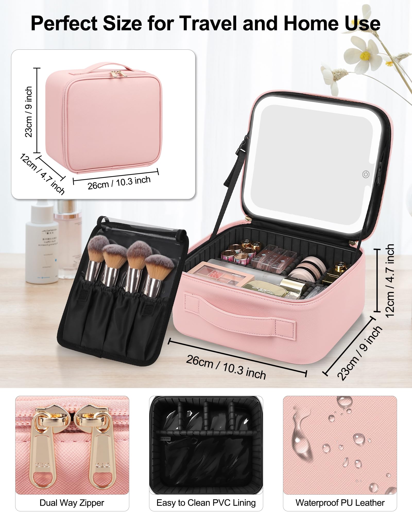 Chomeiu organizador maquillaje con divisores ajustables para distribución ordenada.