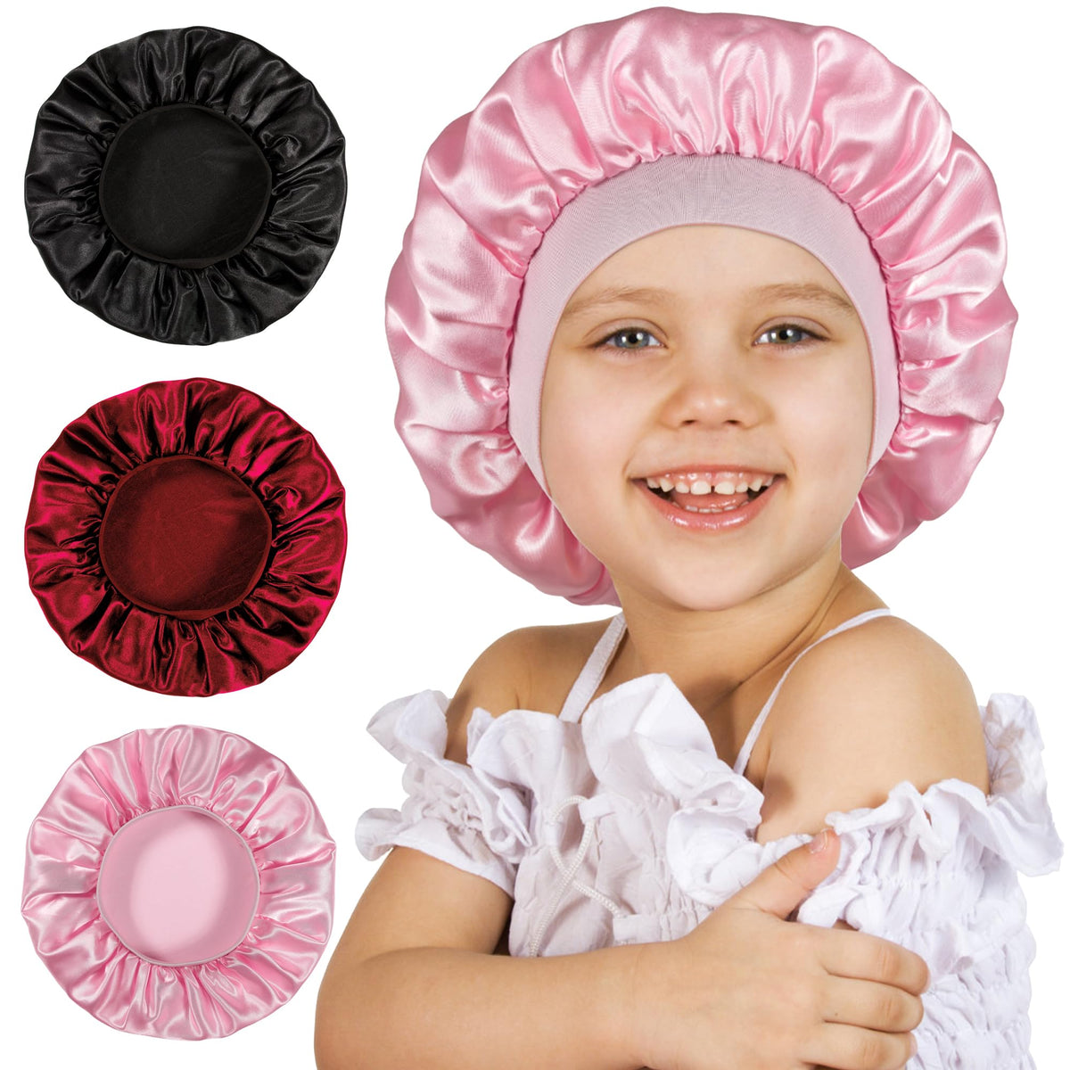 Gorro satén choshion para niños dormir, protege rizos durante la noche