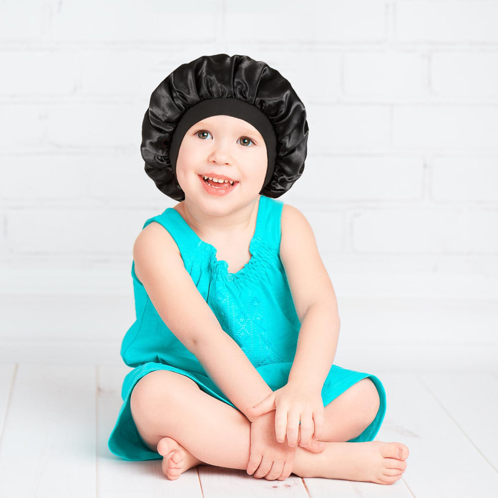 Gorro satén choshion con patrón lindo para niñas; mantiene rizos ordenados