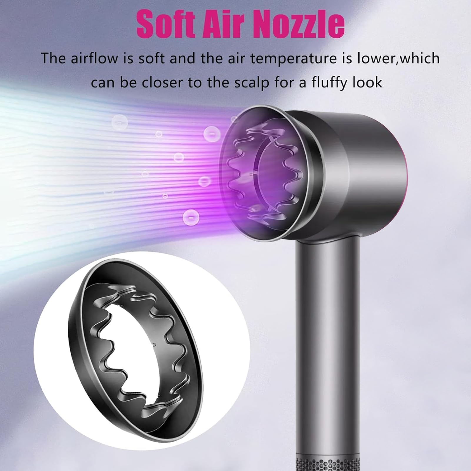 Chuancheng difusor de aire suave para Dyson Supersonic HD02, cuidado sensible del cuero cabelludo
