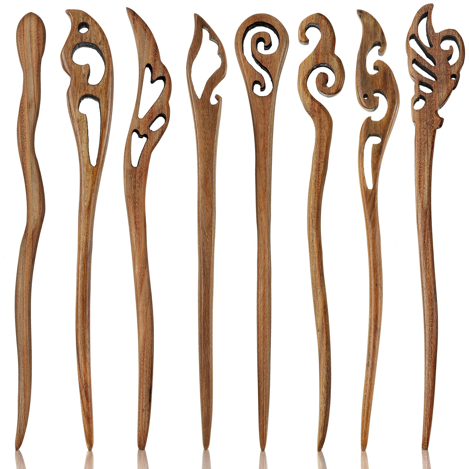 Chuangdi palillos de madera 8 piezas con estilo retro para peinados seguros.
