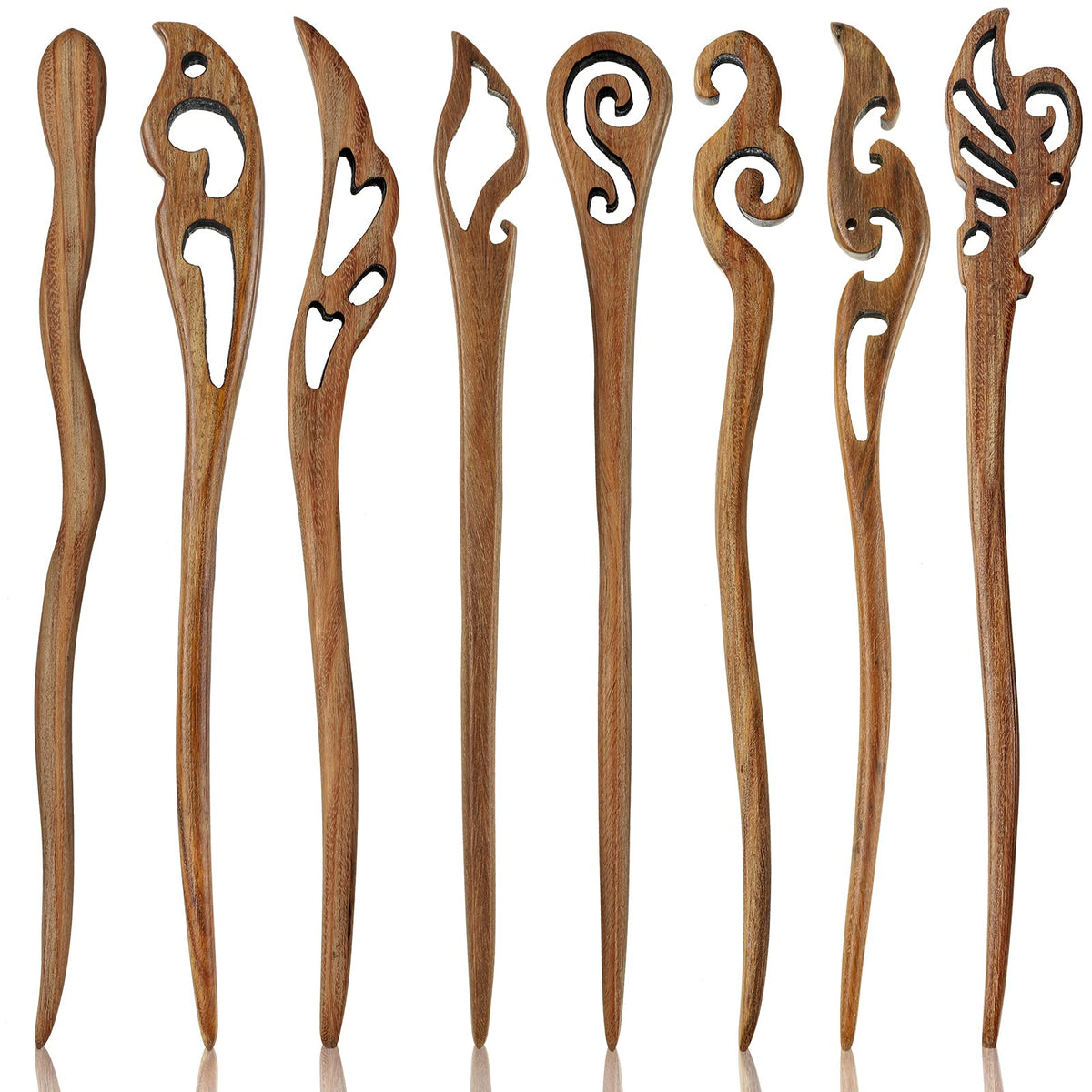 Chuangdi palillos de madera 8 piezas con estilo retro para peinados seguros.
