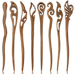 Chuangdi palillos de madera 8 piezas con estilo retro para peinados seguros.