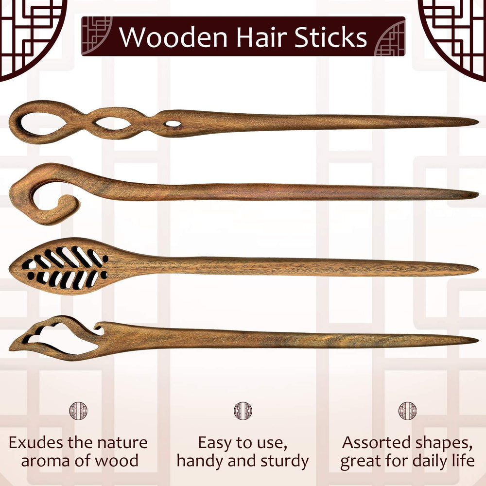Chuangdi pelo recogido con palillo de madera, sujeción suave para looks diarios.
