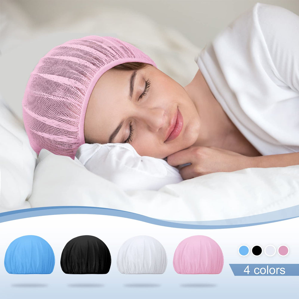 Chuarry bonnet de malla para dormir rosa, protege el cabello durante la noche.