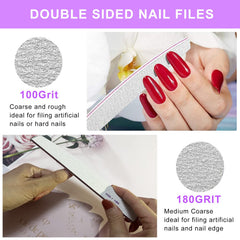 Cianyyee lima uñas 100/180 granos, doble cara para dar forma.