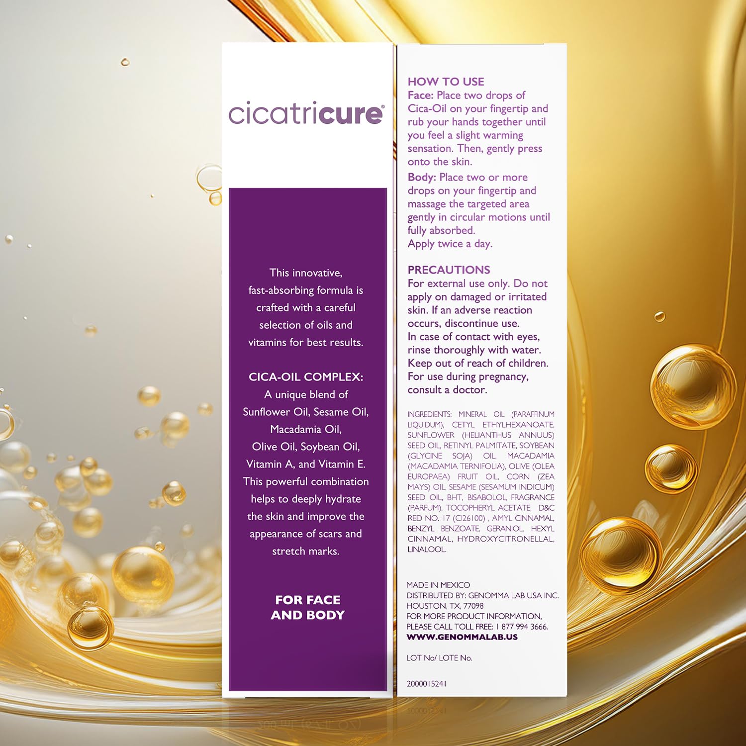 Cicatricure Cica Oil, aroma botánico natural para cuidado diario