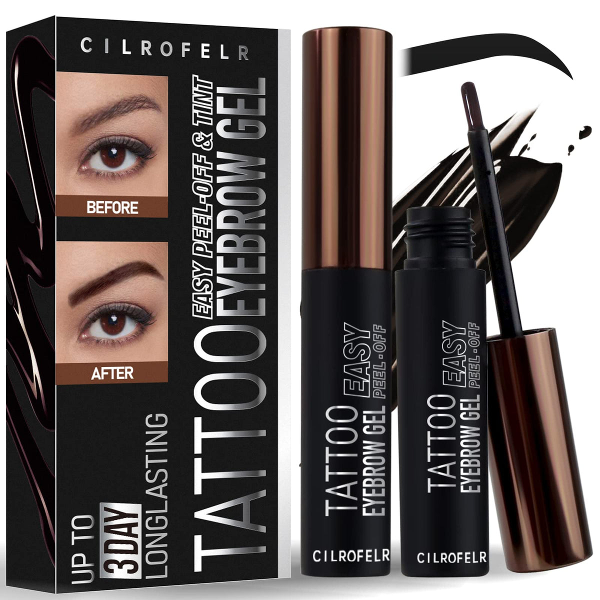 Cilrofelr gel cejas tatuaje despegable de 3 días para un look definido.