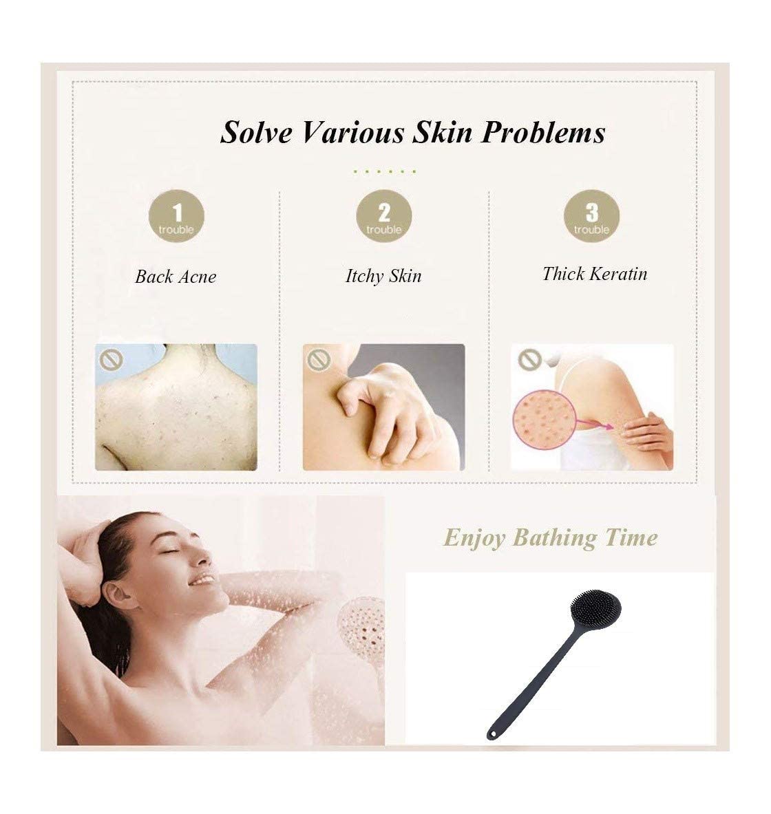 Cinlitek filamentos de silicona suaves para masajes relajantes durante la ducha.