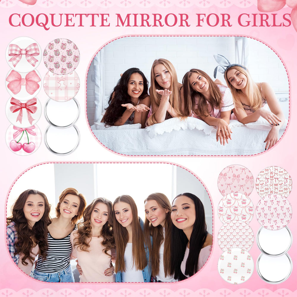 Espejo de bolsillo Cinnvoice rosa corazón, regalo encantador para amigas.