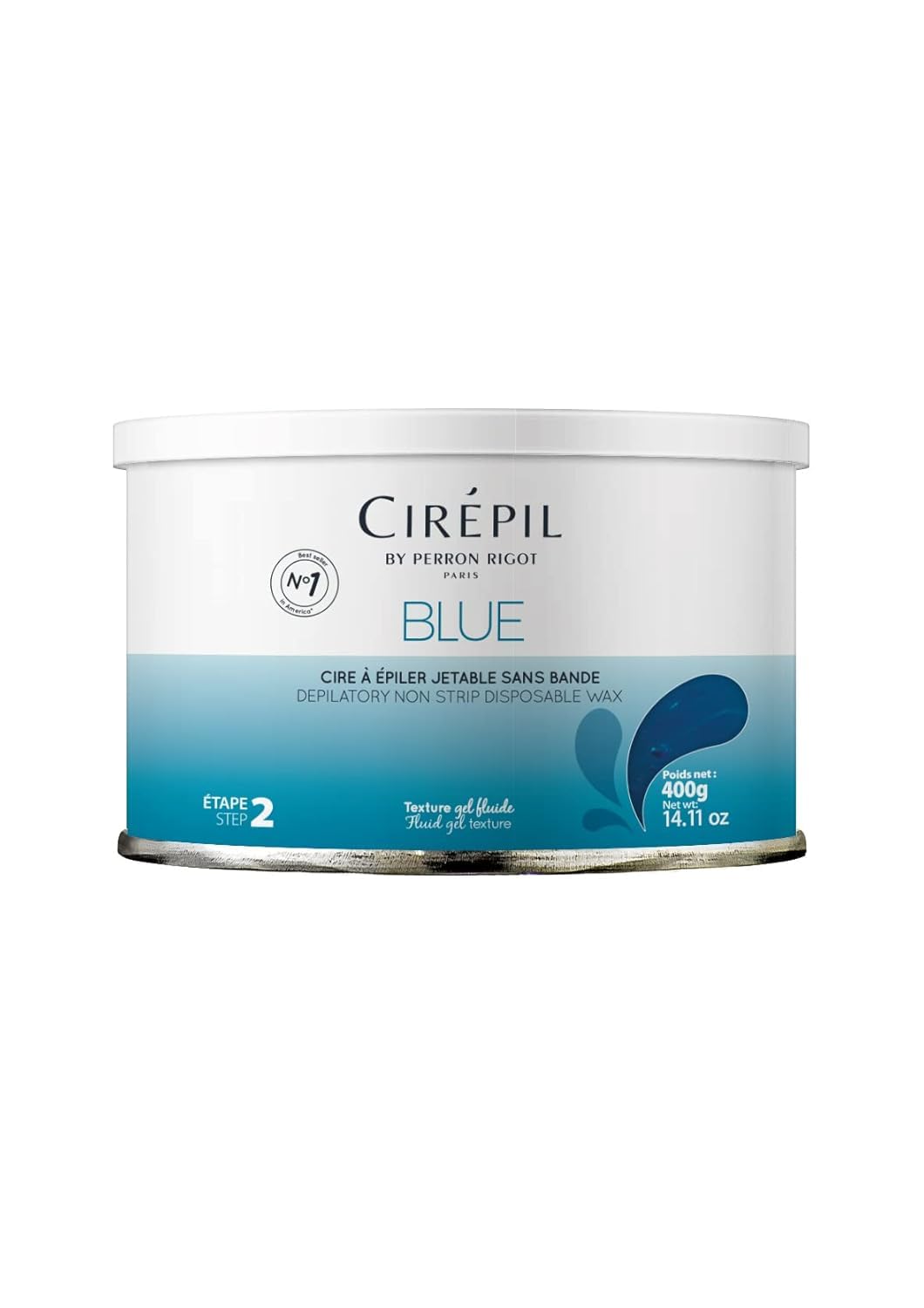 Cirepil Blue 400 g: lata de cera dura para uso profesional en salones.