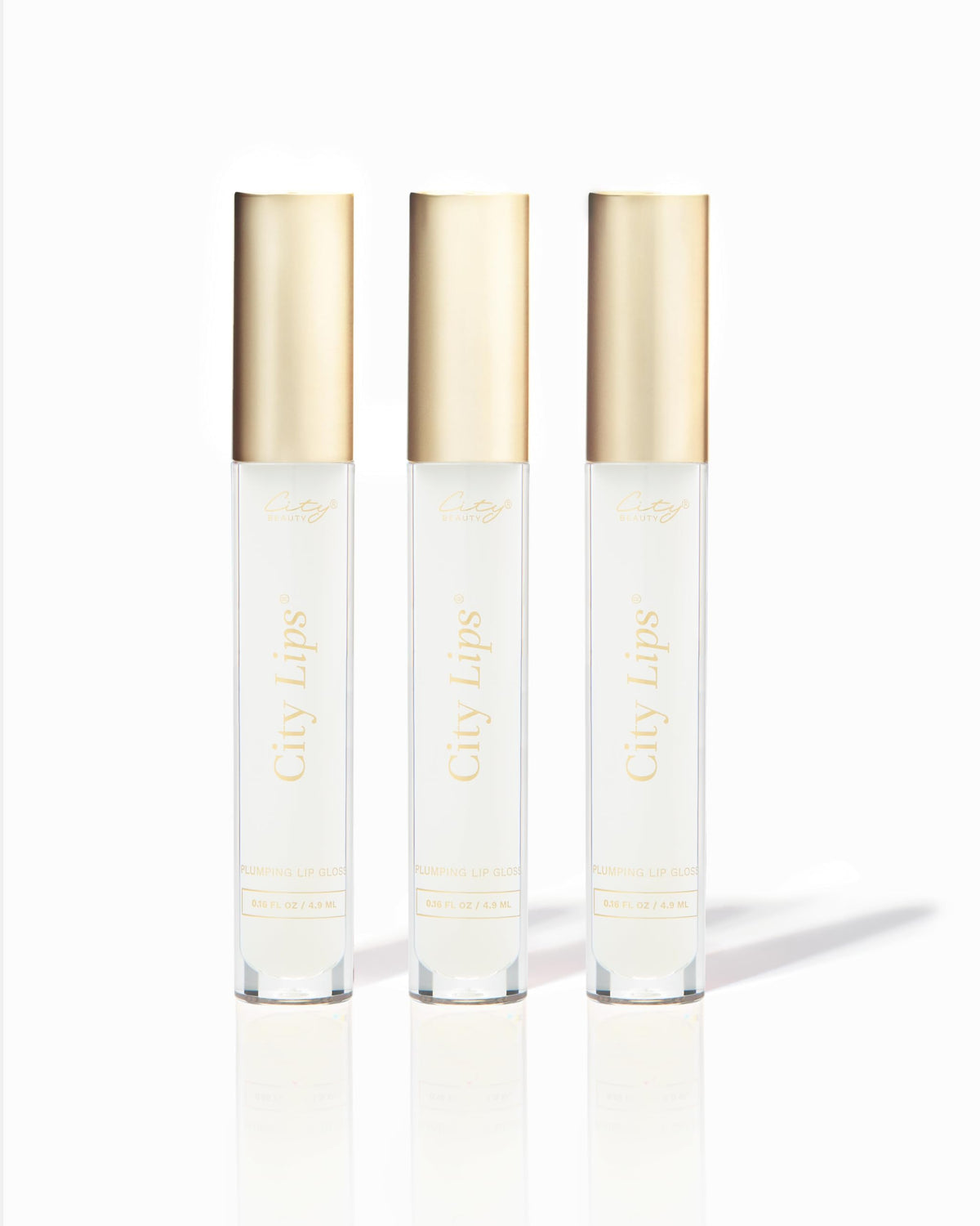 City Beauty City Lips Clear en pack3 ofrece brillo transparente y labios hidratados.