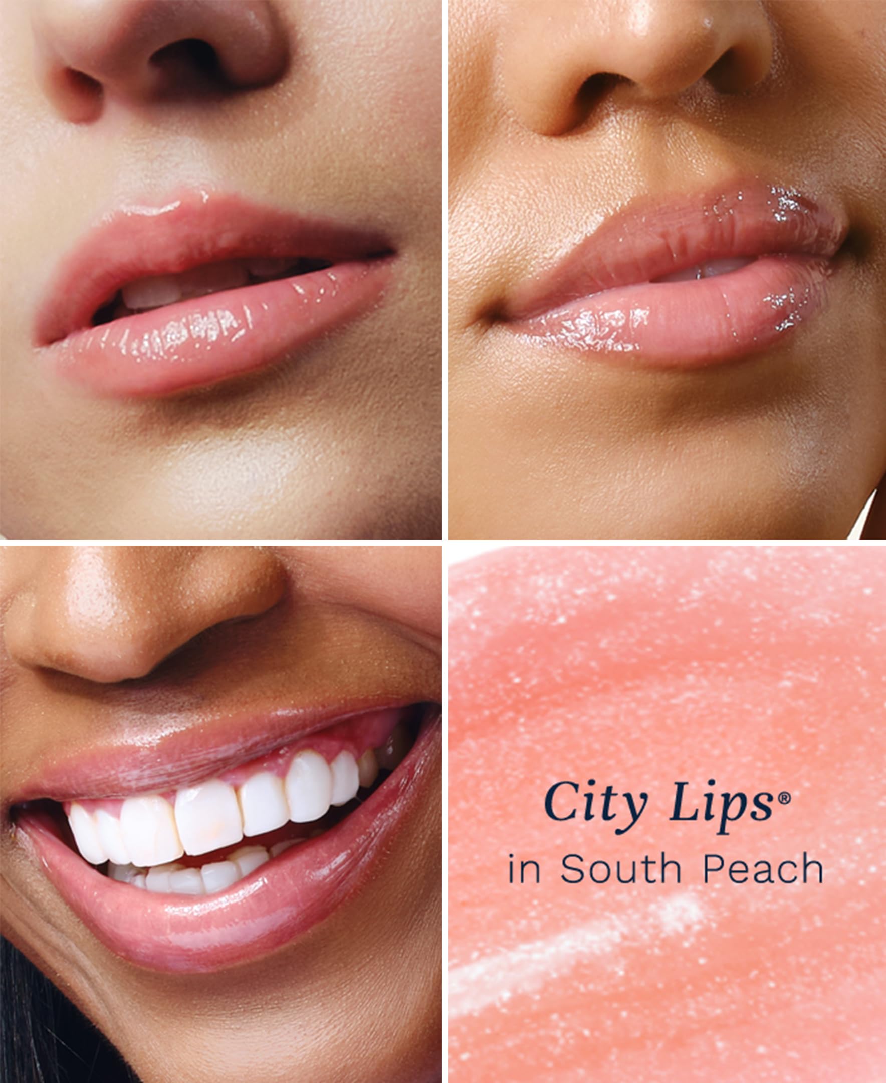 Aplicador de City Lips durazno del sur aplicando brillo voluminizador suave