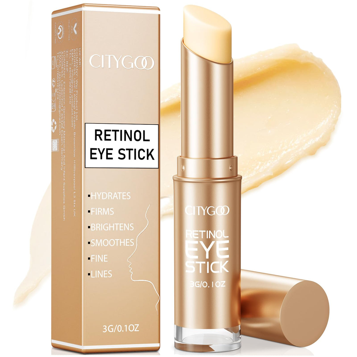 CITYGOO Retinol Eye Stick en bote, mejora la hidratación de la zona ocular
