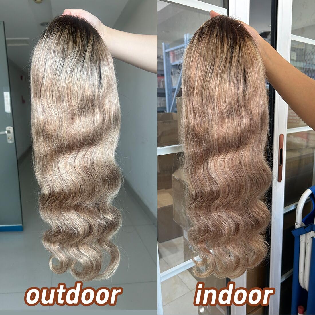 CIYOO 13x6 body wave wig in ash blonde for versatile styles.