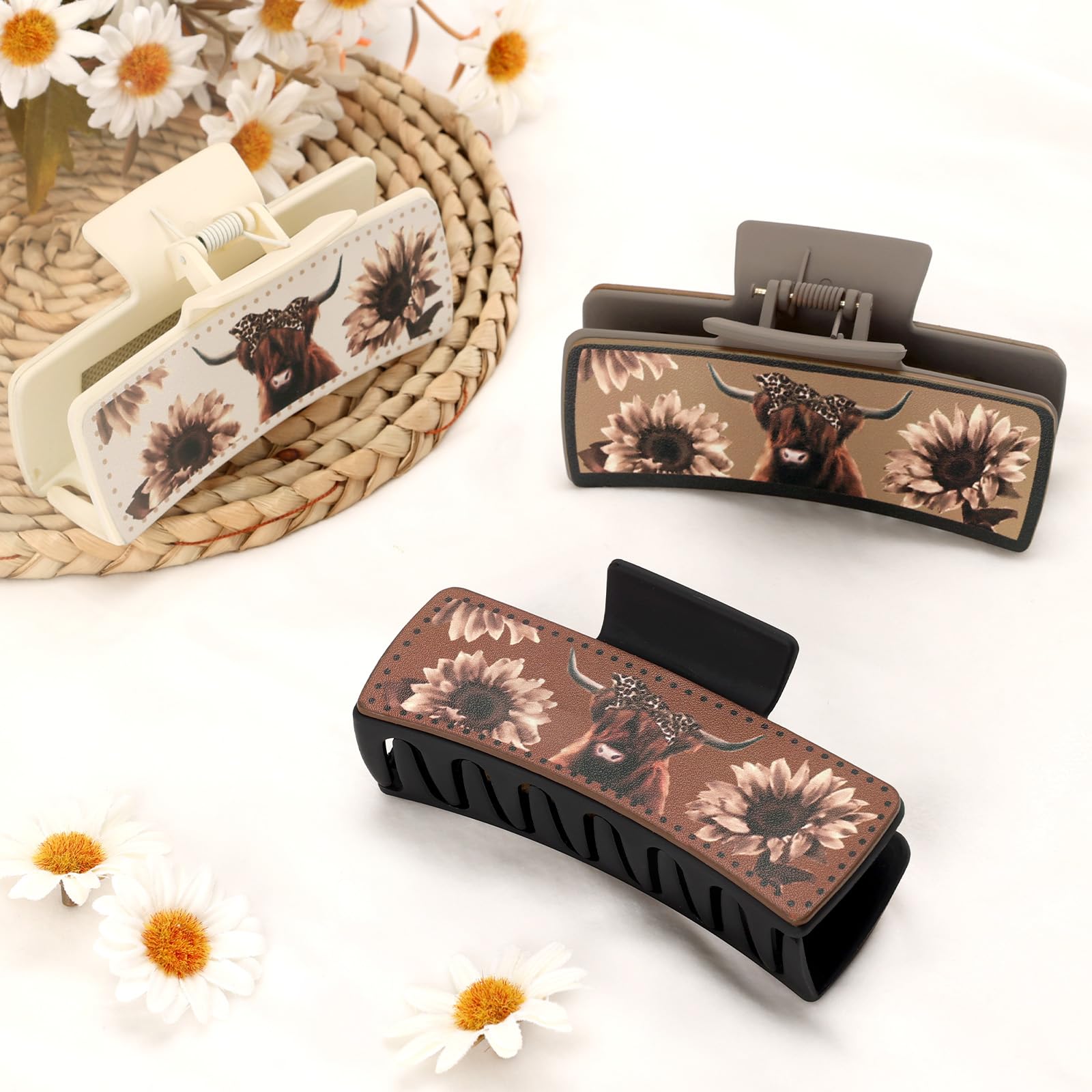 Pinza CiyvoLyeen con motivo girasoles para un look luminoso.
