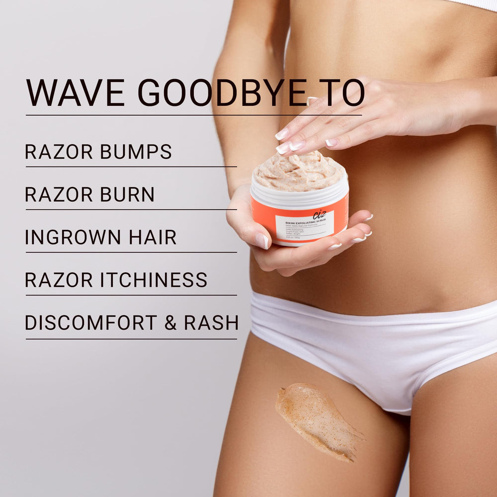 Exfoliante CIZ con ingredientes naturales para el área bikini.