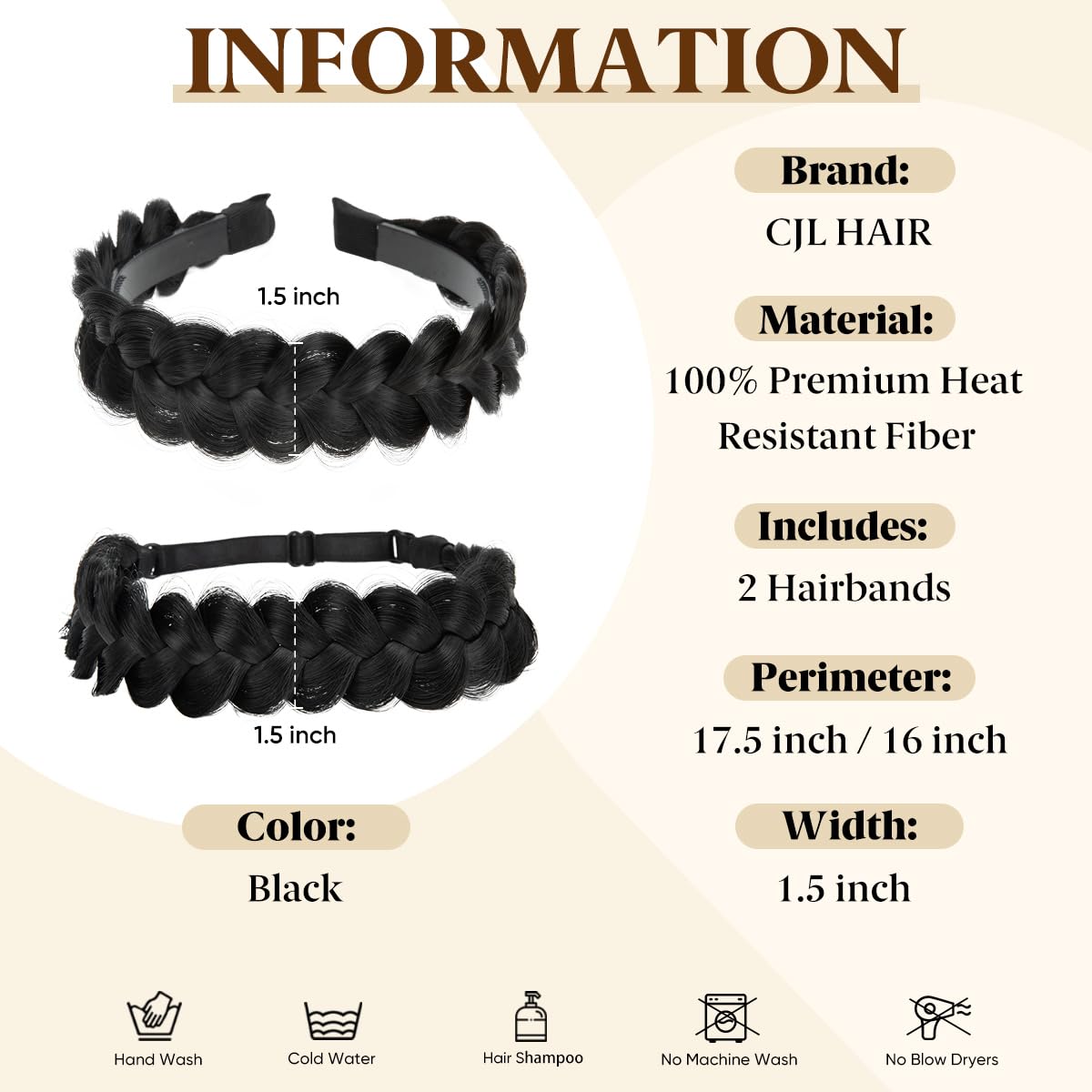 CJL HAIR bandas con dientes: ajuste seguro y cómodo para peinados que no resbalan.