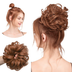 CJL HAIR moño grande desordenado rojizo claro para un peinado instantáneo