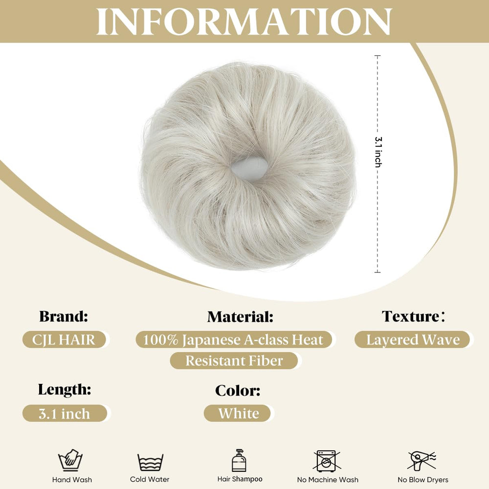 CJL HAIR pieza recogido delgado blanco, realza el peinado con volumen ligero.