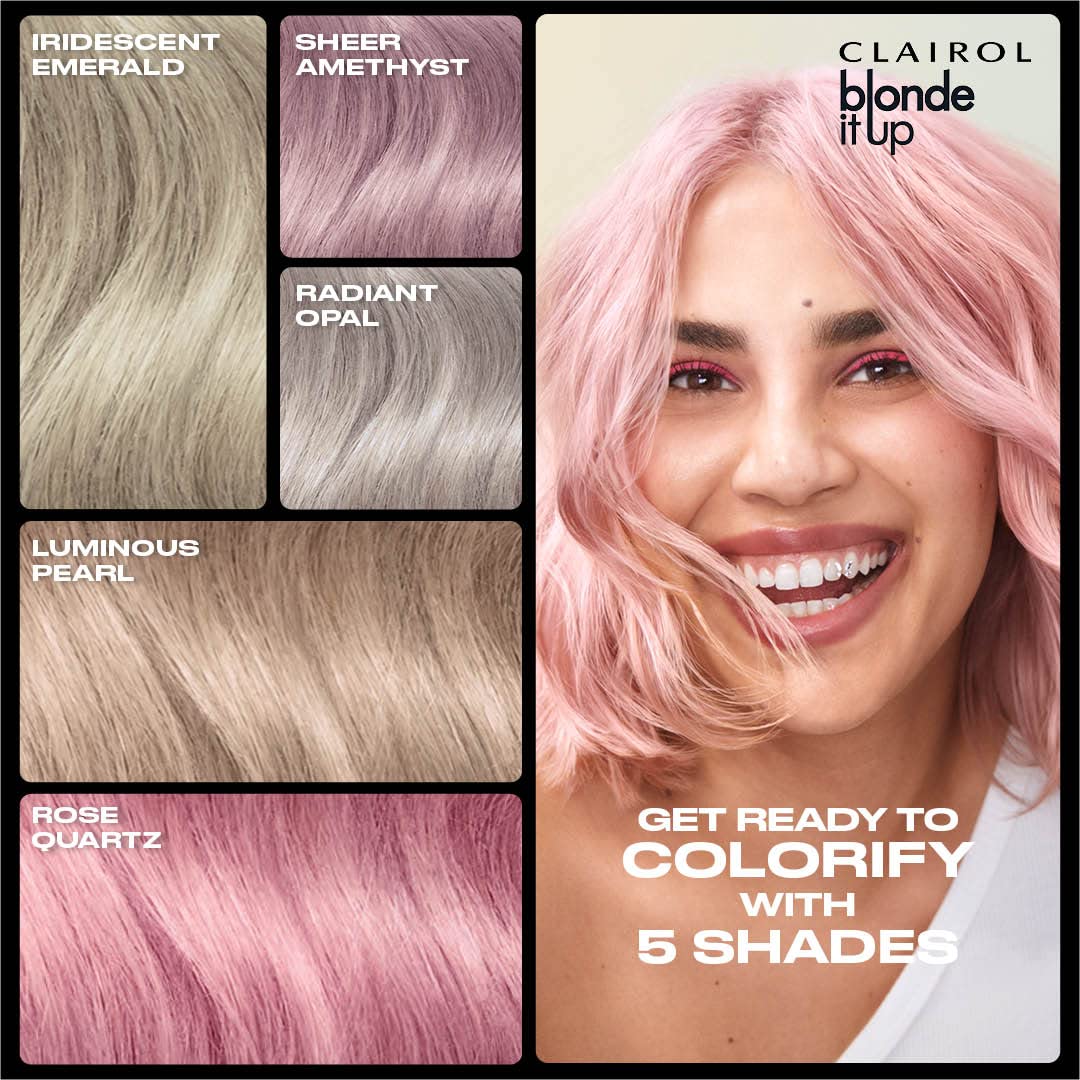 Clairol, brillo alto, deja el cabello brillante y sedoso.