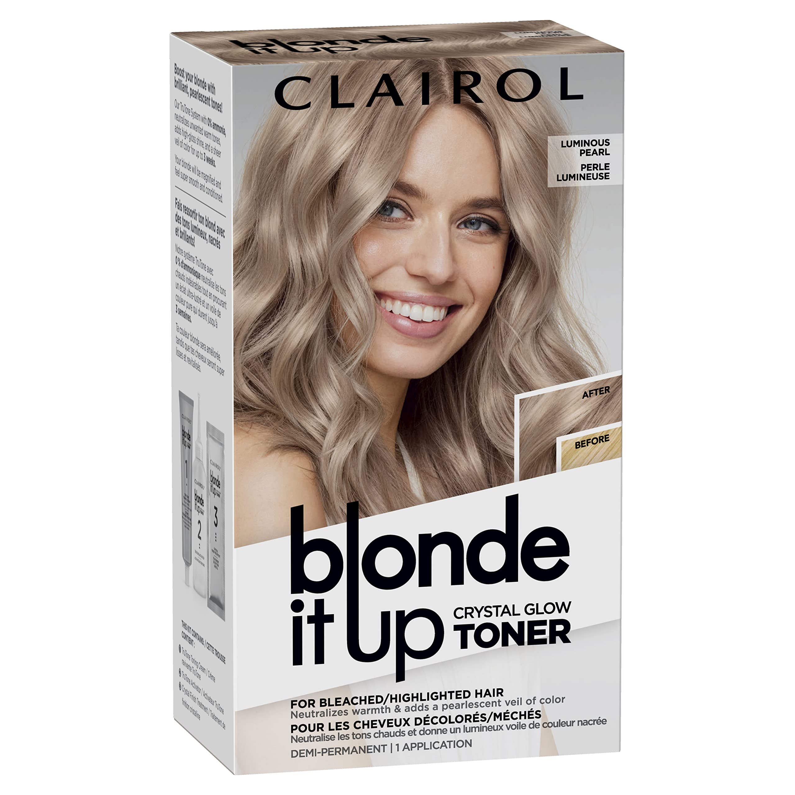 Clairol, empaque del producto, ofrece cuidado capilar sencillo en casa.