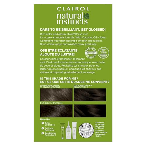 Clairol Natural Instincts Demi-Permenente, muestra la mezcla y activador para aplicación precisa.