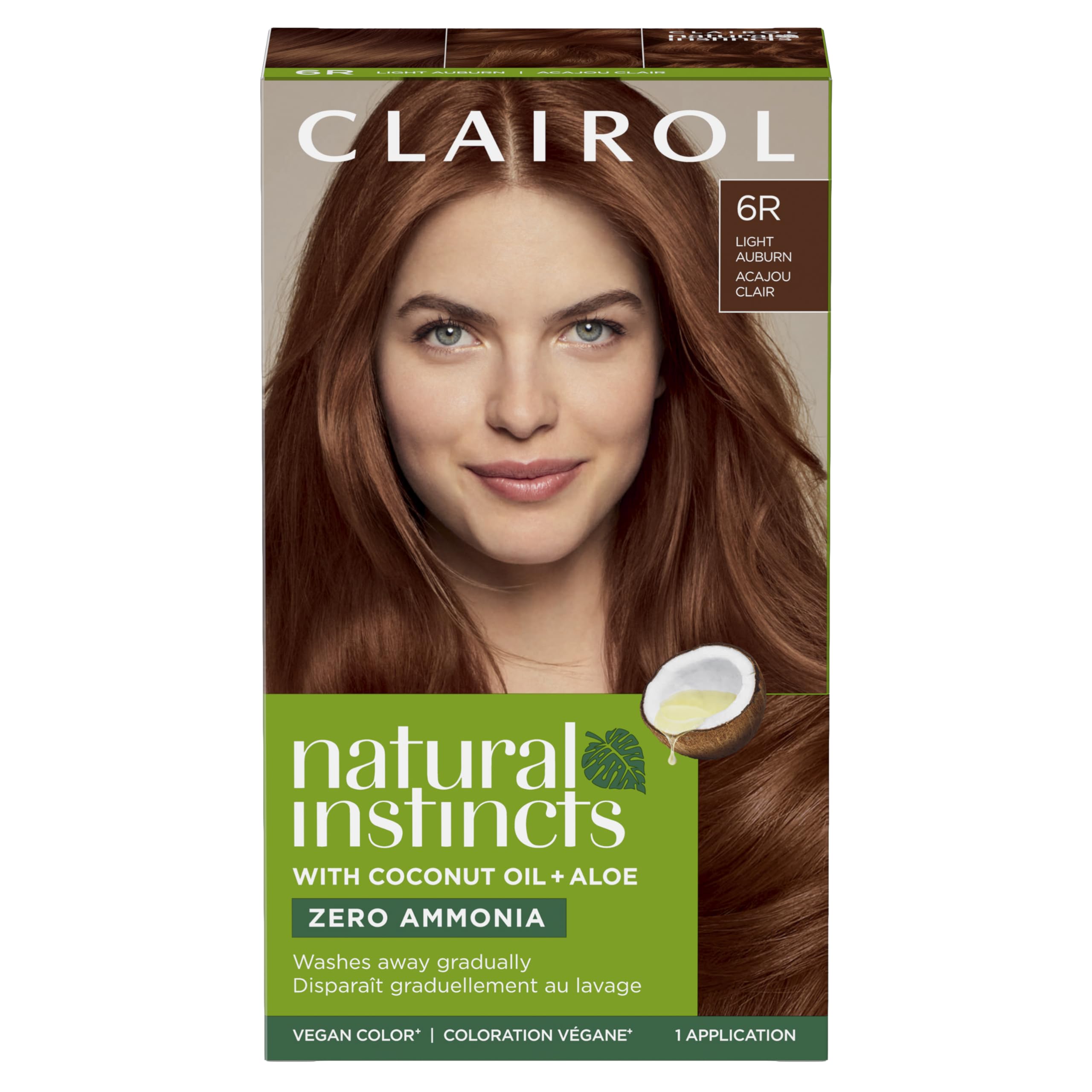 Clairol Natural Instincts demi permanente, tinto 6R rojo cobrizo claro para brillo suave.